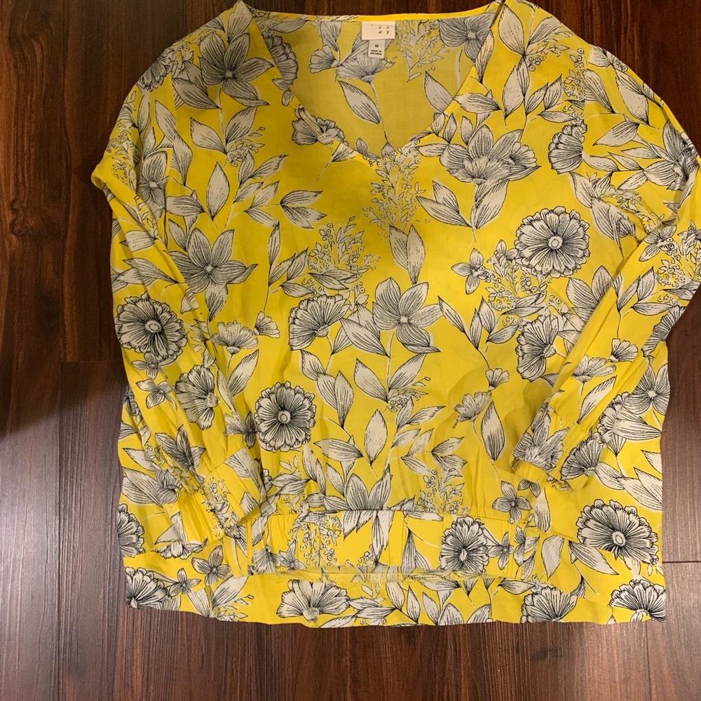 A New Day Yellow Floral Blouse Medium